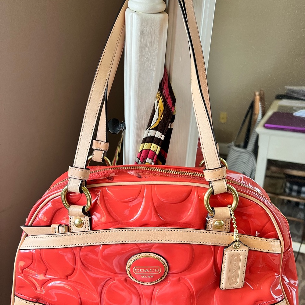 For upcycling DAMAGED COACH CREAMCICLE ORANGE BAG Lots of Black transfer!!!!